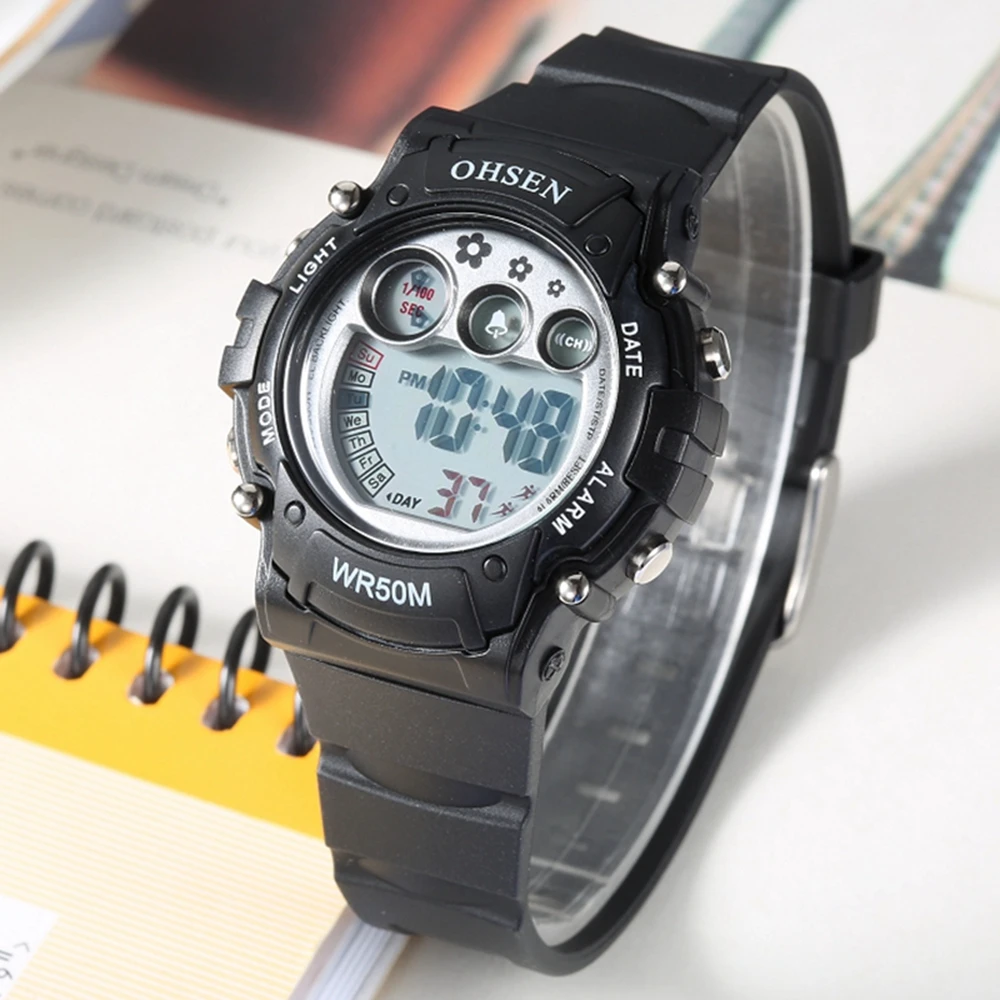 Детские цифровые часы OHSEN для мальчиков детские спортивные с будильником