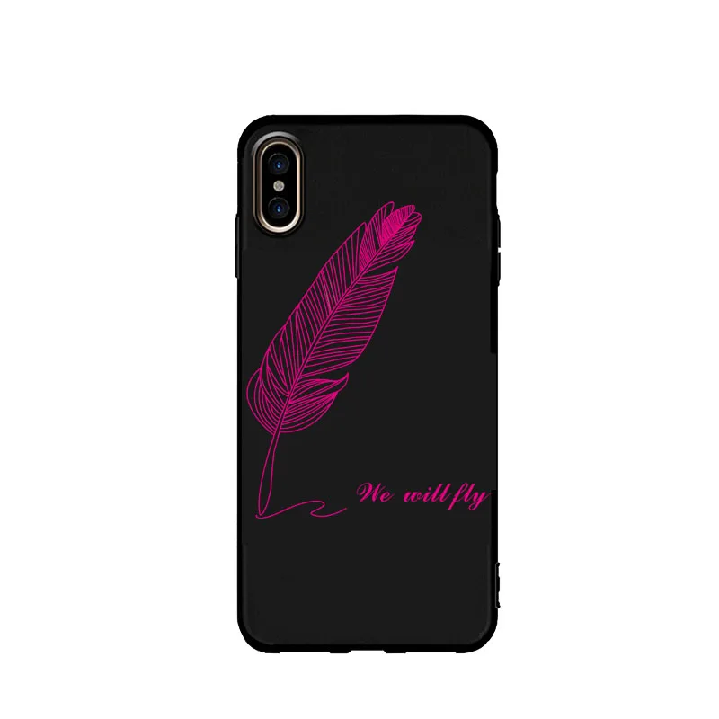 Luxury Quill Drop Mirror Pink soft cover case for iphone 5 SE 6 6S S plus 7 7plus 8 8plus X XS XR Max feathers phone cases funda | Мобильные