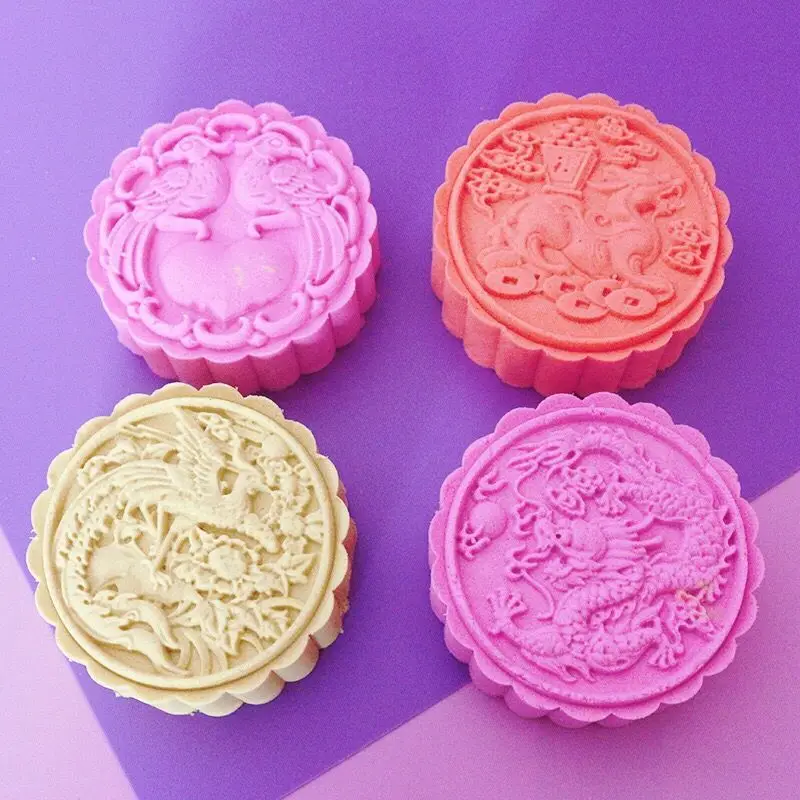 200 г Круглый Китайский дракон феникс дизайн Mooncake Мун бобы формы для торта с 4