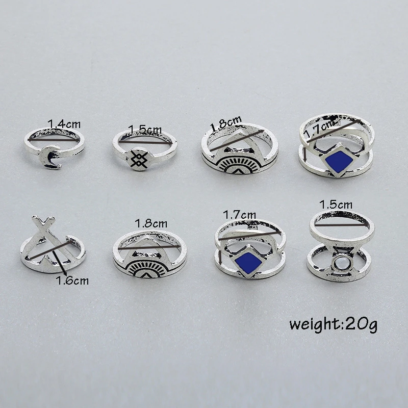 Fashion Arrow Triangle Color Stones bijuterii 8 pic/sit tiny rings sortijas ajustables ring Beach Summer Woman's Jewelry | Украшения и