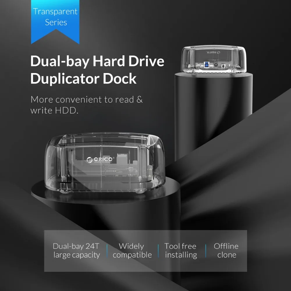 Прозрачный корпус жесткого диска ORICO 2 5/3 5 дюйма с разъемами USB 3 0 и функцией