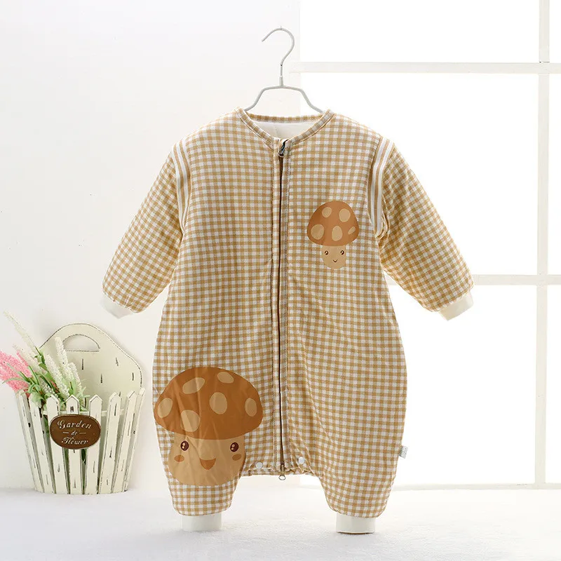 Khaki(thin) Спальный мешок для малышей на весну-осень-зиму, спальный мешок со съемными рукавами для малышей, мягкие детские спальные мешки из хлопка, доступны 3 цвета - Цвет: Khaki(thin)