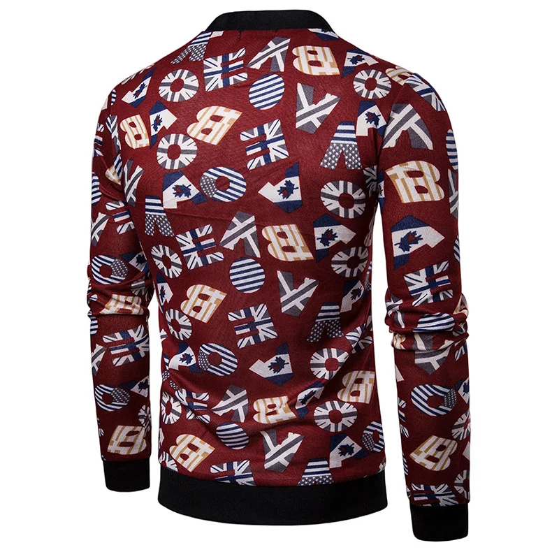 Мужской хипстерский кардиган с V-образным вырезом свитер красный вязаный