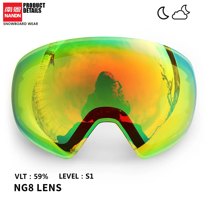 NANDN лыжные линзы двухслойные Анти туман и UV400 подходит для NG8|Лыжные очки| |