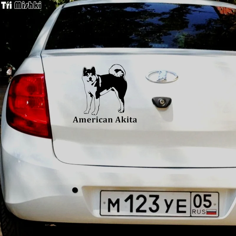 Tri Mishki HZX396# 15*16.5см american akita on board американская акита в машине виниловые наклейки на