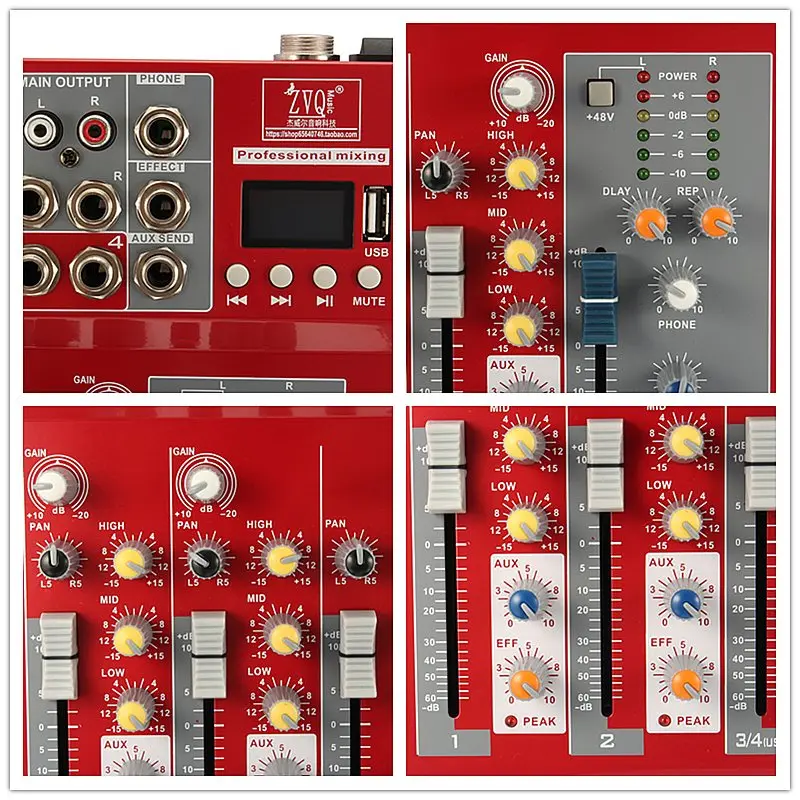 LEORY multi покрытие фортепиано краска красный цифровой аудиомикшер