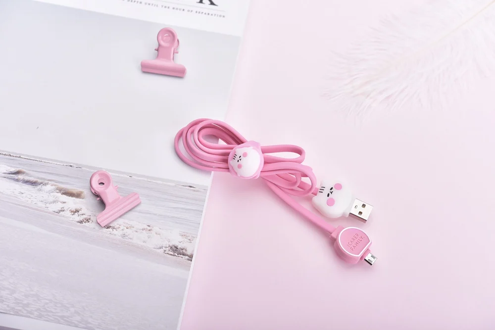 Розовый 1 м милый мультяшный Micro USB кабель для IPhone samsung type-c зарядный Магнитный зарядный адаптер usb type C кабели для мобильных телефонов - Цвет: Розовый