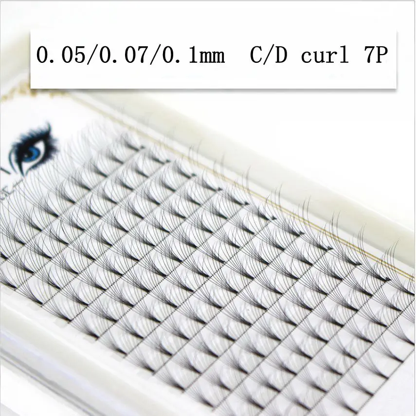 Цена 0,05/0,07/0,1 C/D curl 7D объем и удлинение ресниц короткий стержень синтетические волосы русские объемные ресницы предварительно сделанный вентилятор