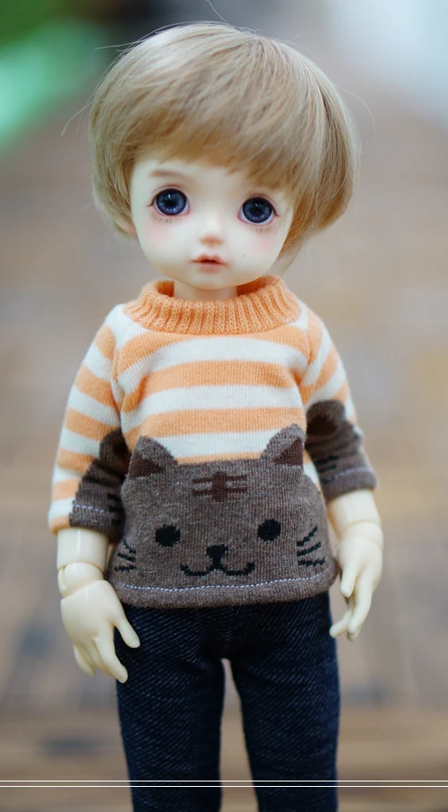T02-X629 Best children gift 1/6 bjd dolls Accessories handmade clothes lovey cute Striped kitten sweater 1pcs | Игрушки и хобби