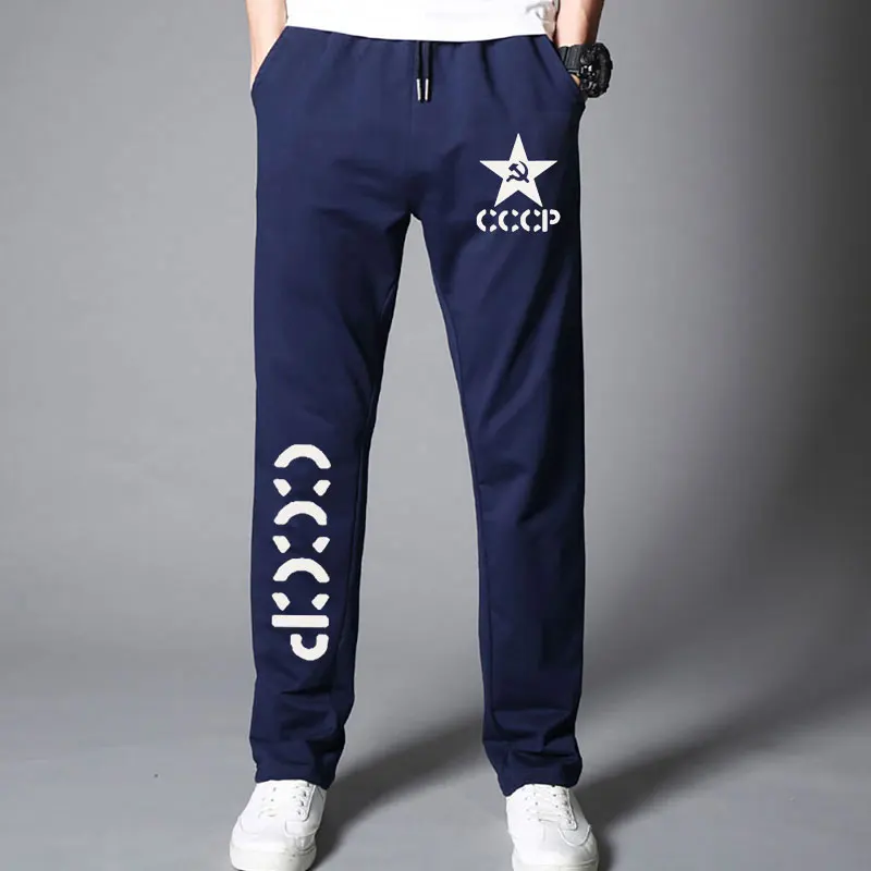 navy 2 Новые осенние брюки, мужские спортивные штаны, CCCP, Россия, СССР, СССР, с принтом, мужские повседневные штаны, стрейчевые, дышащие и удобные - Цвет: navy 2