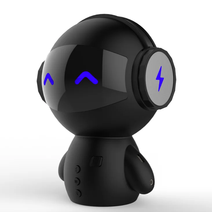 black Мини Портативный мультфильм робот Bluetooth динамик s беспроводной приемник музыкальная стереоколонка плеер Домашний офис с будильником - Цвет: black