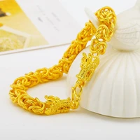 thick bracelet yellow gold filled mens bracelet chain with dragon head design