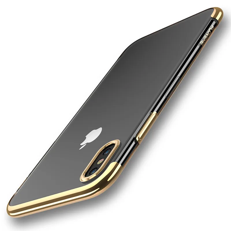 FLOVEME ультра тонкий чехол для телефона для iPhone 6 6 S 7 8 Plus X прозрачный мягкий силиконовый чехол для мобильного телефона для iPhone 8 7 6 6 S Plus X - Цвет: Золотой