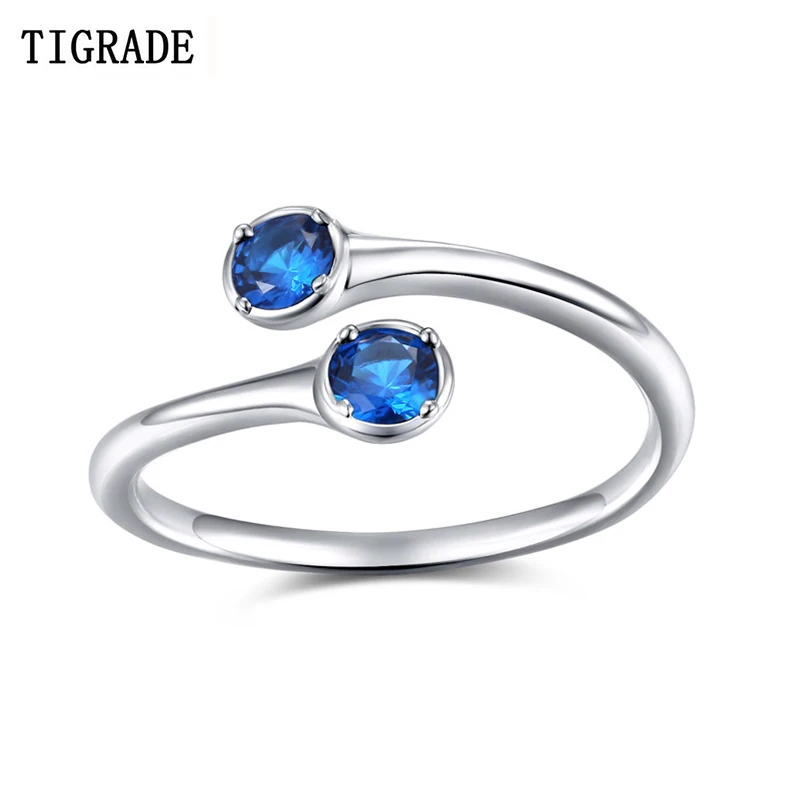 

Tigrade Jewelry Silver 925 Resizable Rings Simple Design Sterling Silver Opening Ring with Cubic Zirconia for Women Many Colors