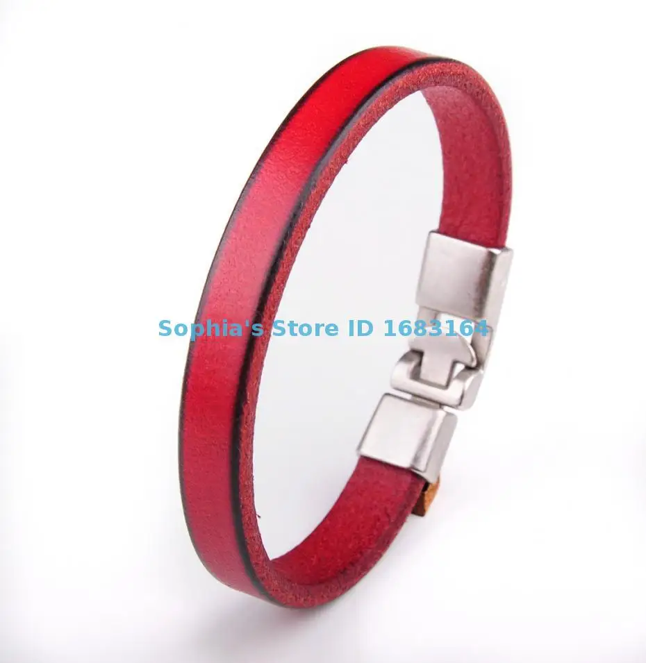 BL11 красная Новинка мужской простой тонкий кожаный Браслет манжета на