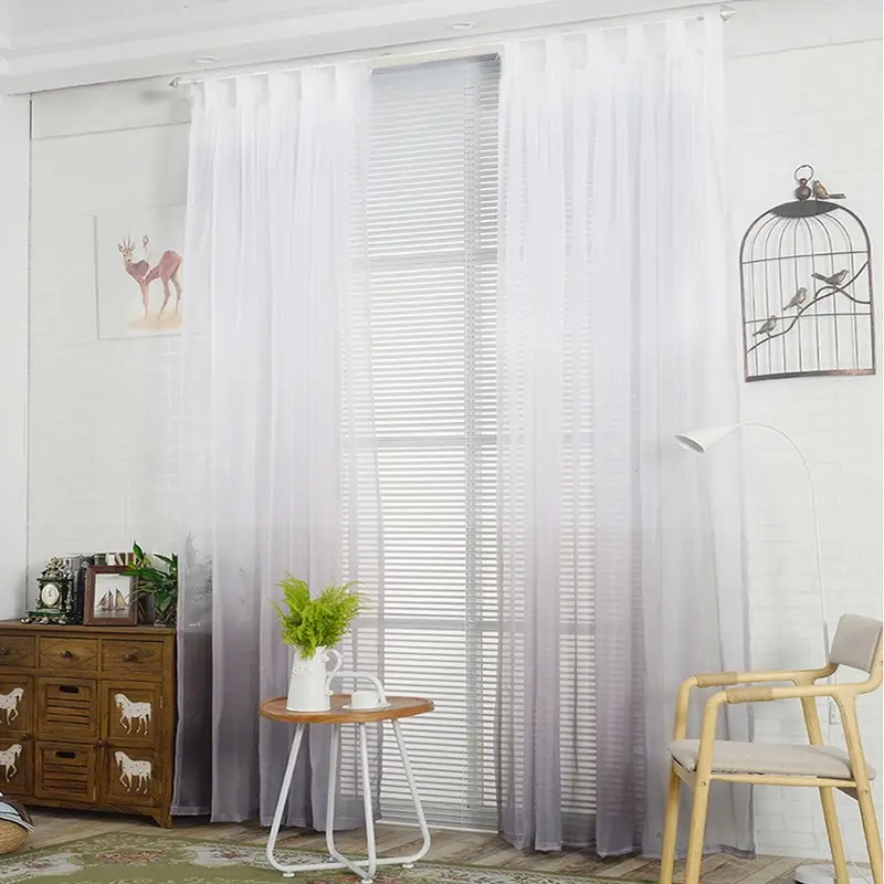 Модные шторы градиентные цветные принтованные вуаль серые оконные тюль отвесные