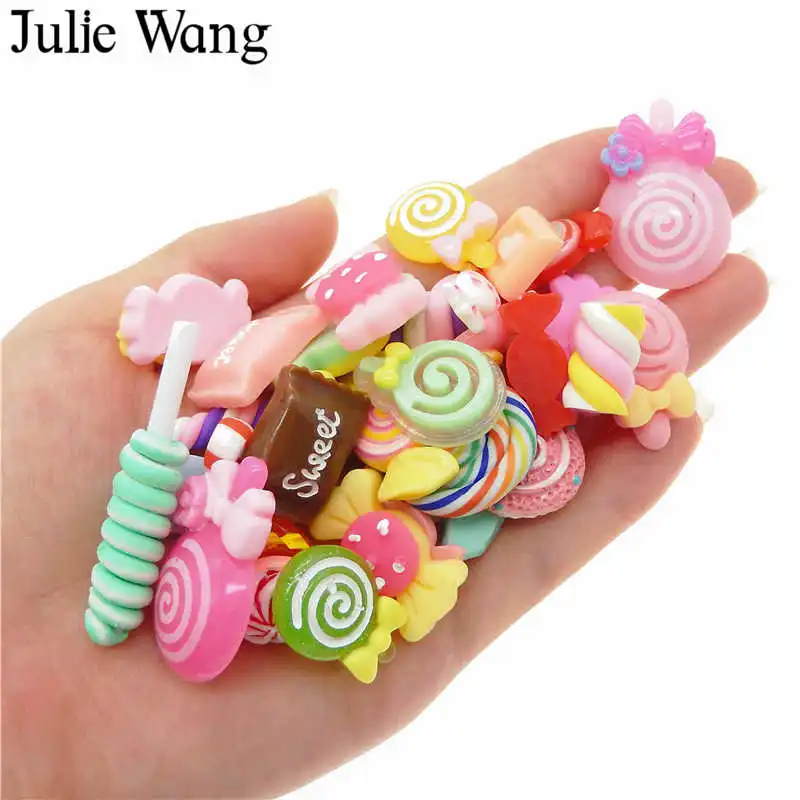 Julie Wang, 20 шт., Случайно отправлено, смола, леденец, конфета, слизи, кабошон, подвески, подвески, ювелирные изделия, аксессуары, украшение для дома, телефона