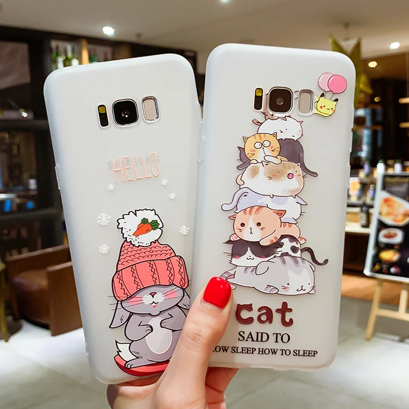 3D рельеф матовый чехол для Samsung Galaxy A7 A9 2018 S10 S9 S8 плюс Lite M10 M20 примечание 9 A5 A3 2017 A6 A8