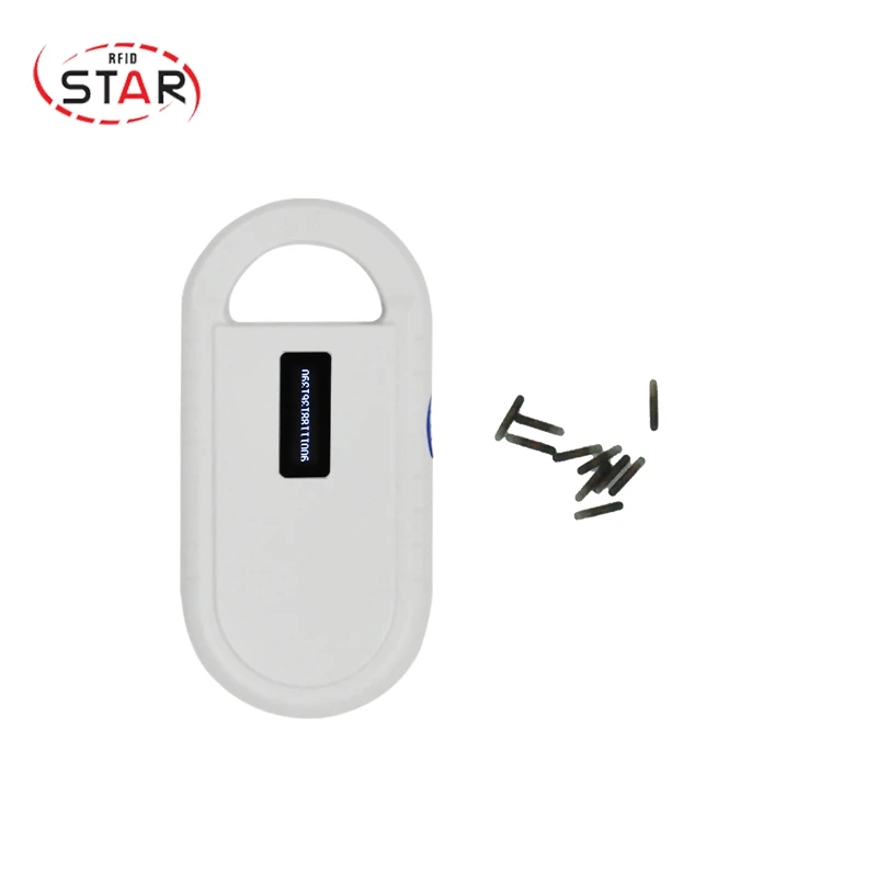 50pcs ISO11784/5 FDX-B pet identification tag 1.4*8mm injectable Microchips and 1pc FDX-B animal tag reader microchip scanner