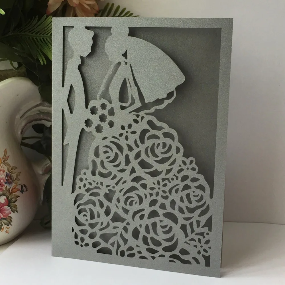 Элегантное серо-розовое приглашение на свадьбу или помолвку 25 шт./лот