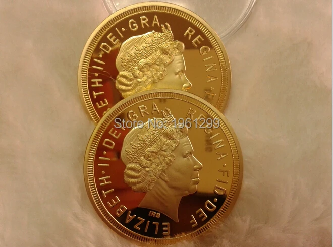 2010 Британский Дракон Святого Георгия Золотая монета соверен Uk Gold Sovereign 1 шт Dia. Позолоченный 40 мм 1 унция