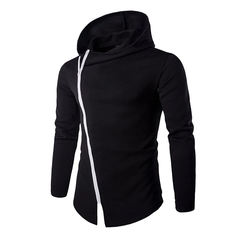 Black Модные толстовки, мужские, Sudaderas, повседневные, мужские, s, брендовые, одноцветные, с капюшоном, на молнии, худи, кардиган, толстовка, приталенная, мужская Толстовка - Цвет: Black