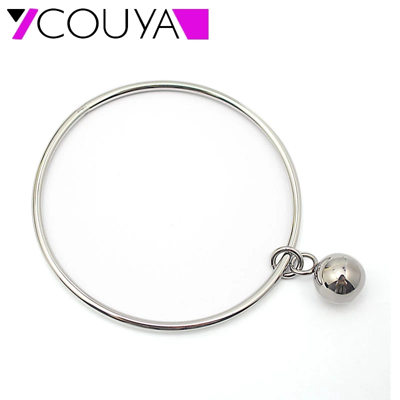 

Classic Steel Bangles for women Silver Color 12mm Hollow Round Ball Charm Dangle Bangle Bracelet Wholesale
