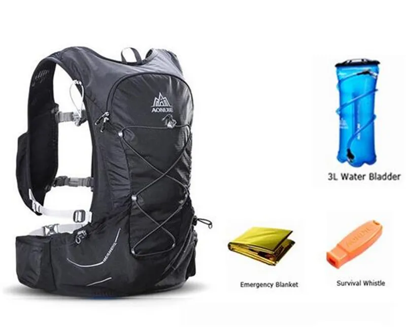 Set Black 1 AONIJIE 15L открытый светильник гидратации веса Рюкзак Сумка 3L водный Пузырь для походов ультра Трейл бег гонки - Color: Set Black 1