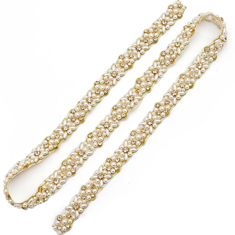 Платье с жемчужинами свадебный пояс простой элегантный кристаллами золотые