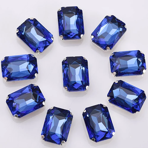 Light Blue Декоративные прямоугольные хрустальные стразы для шитья, Свободные Стразы с плоской задней частью, Стразы Diy для одежды с когтями, 10 шт. S064 - Цвет: Light Blue