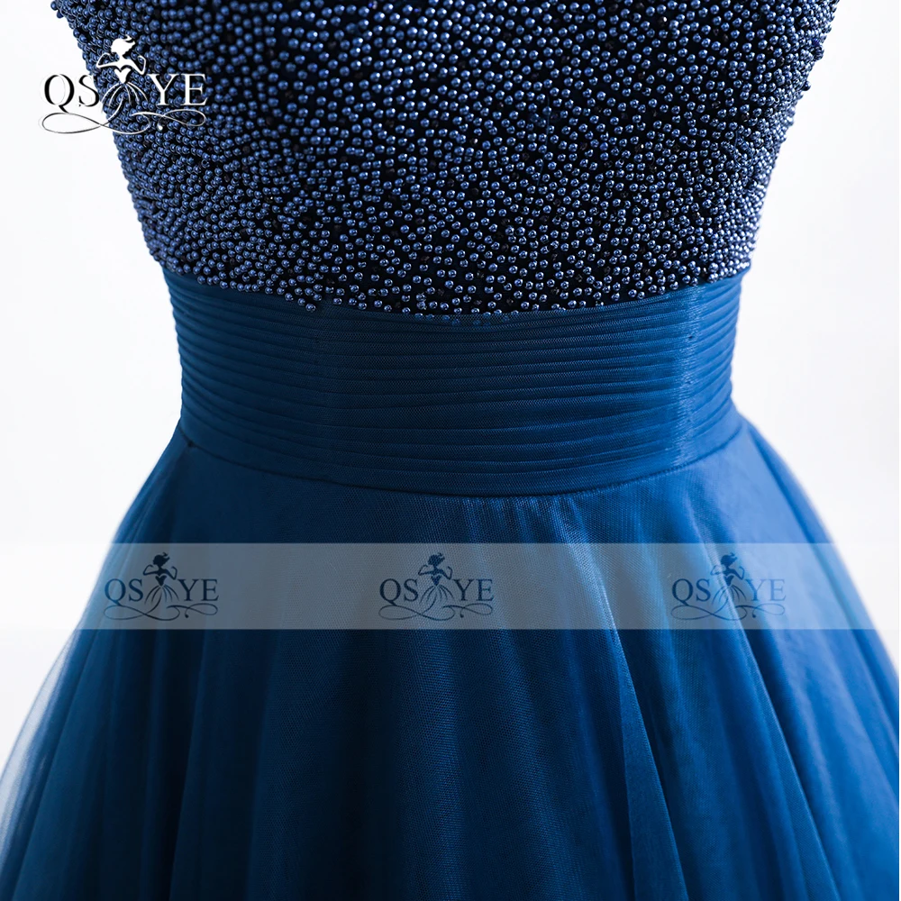 Темно-синие длинные платья для выпускного вечера 2017 Robe de Soiree Бисероплетение