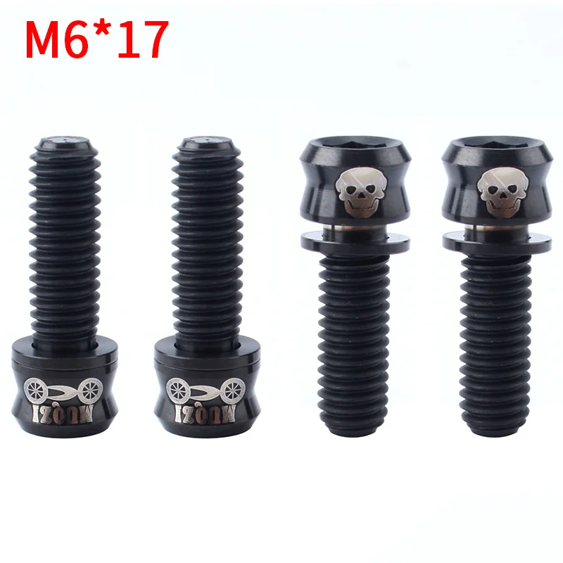 Muqzi 4 шт велосипед M6 Болты MTB Велоспорт M6* 17/19 мм Титан сплав дисковый тормоз триггерный винт крепежные винты красочный - Цвет: M6-17 Black