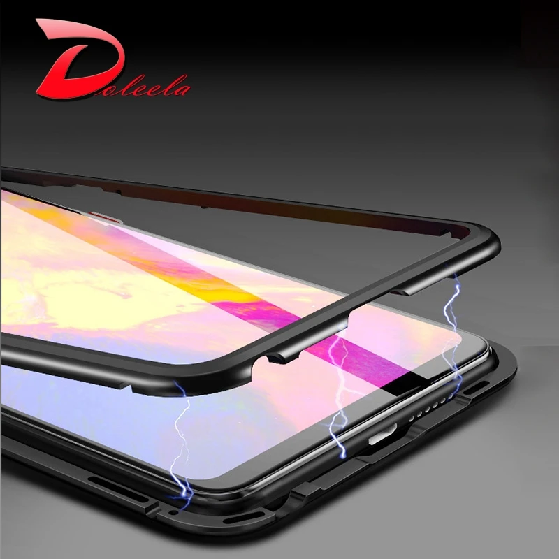 360 flip case for oneplus 6T Transparent clear tempered glass back cover metal frame protective magnetic coque OnePlus 6 | Мобильные