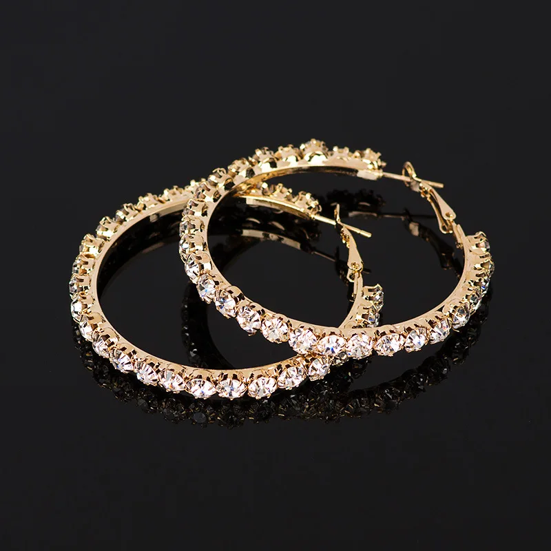 

Cyrstal Delicate Adorn Article Geometry Alone Row Sets Auger Earring Hyperbole Hoop Earrings