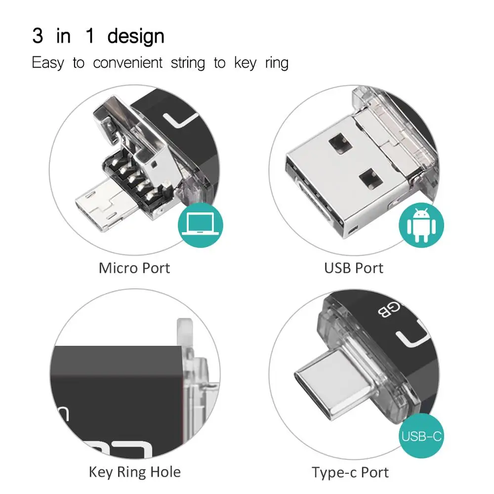 Флэш накопитель LEIZHAN USB C для телефона на android флеш 128 ГБ 64 32 16 микро U диск Note 9 флэш OTG