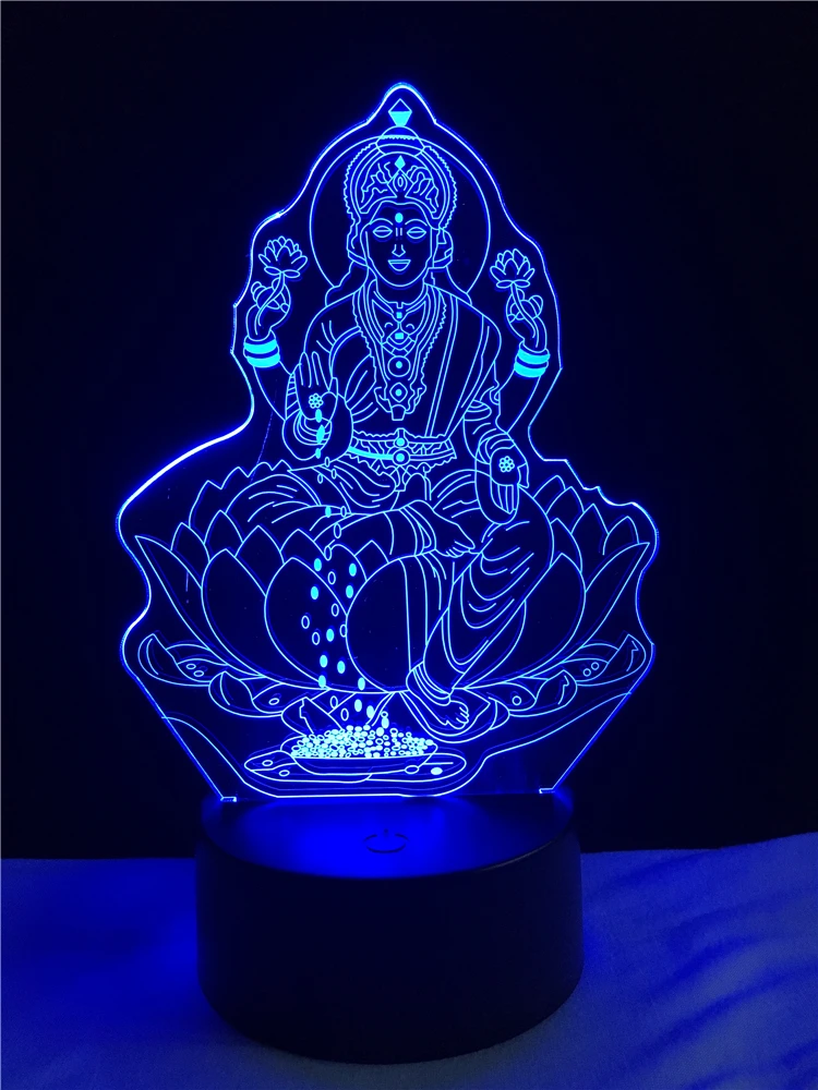 Популярные четыре рисунка от руки Будды 3D ночник LED 7 цветов градиентная Illusion