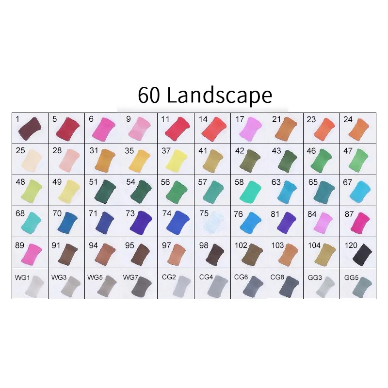 60LANDSCAPE TOUCHFIVE 12/24/30/40/60/80/108/168 Цвета маркер для рисования на спиртовой основе кисть манга рисунок с двойной головкой маркеры товары для рукоделия - Цвет: 60LANDSCAPE