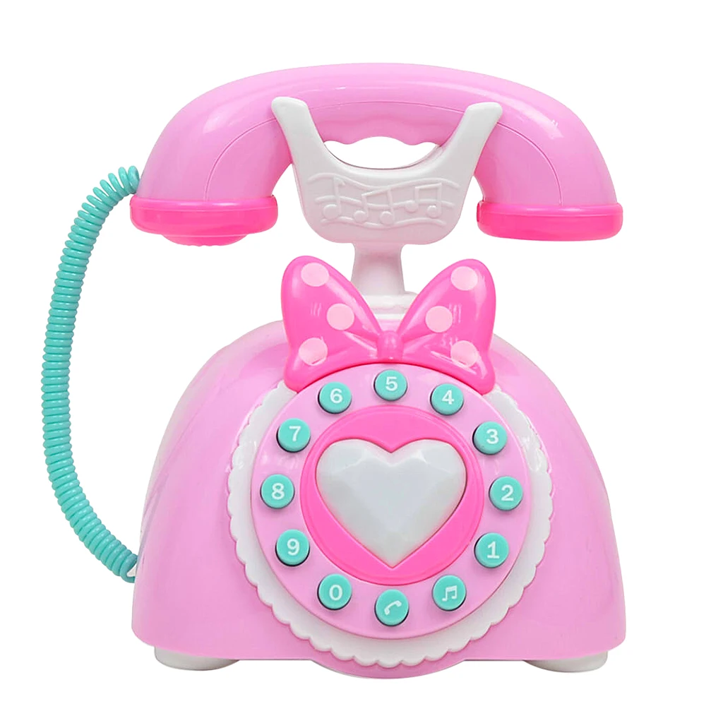 Пластиковый электронный винтажный стационарный телефон для детей, ролевые игры, Ранняя образовательная игрушка, подарок на день рождения
