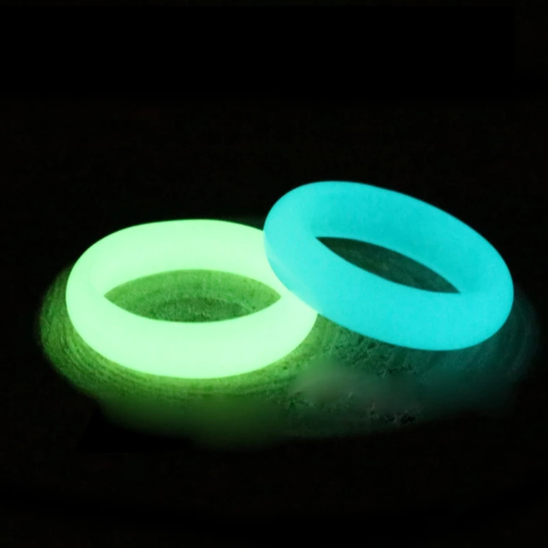 Rarely 8mm Wide Natural Fluorite luminous Stone Glow in Dark Ring Fine Jewelry