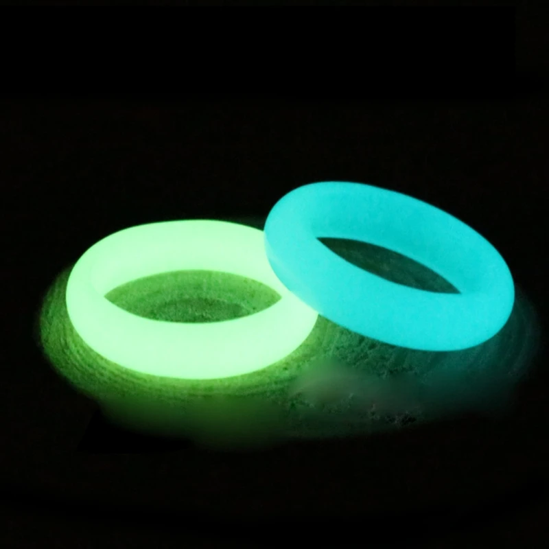 

Rarely 8mm Wide Natural Fluorite luminous Stone Glow in Dark Ring Fine Jewelry