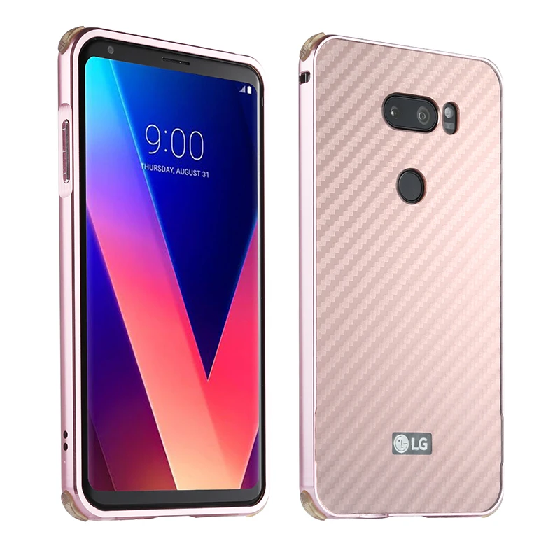 For LG V30 Case V 30 Aluminum Metal Frame+Carbon Fiber Hard Back Cover for Shockproof Phone Shell |