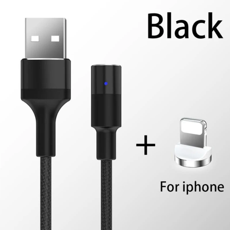 3а Магнитный зарядный кабель Micro USB кабель для iPhone XR XS Max X магнит Зарядное устройство USB C Тип C кабель светодиодный провод для быстрого заряда шнур - Тип штекера: Black for iPhone