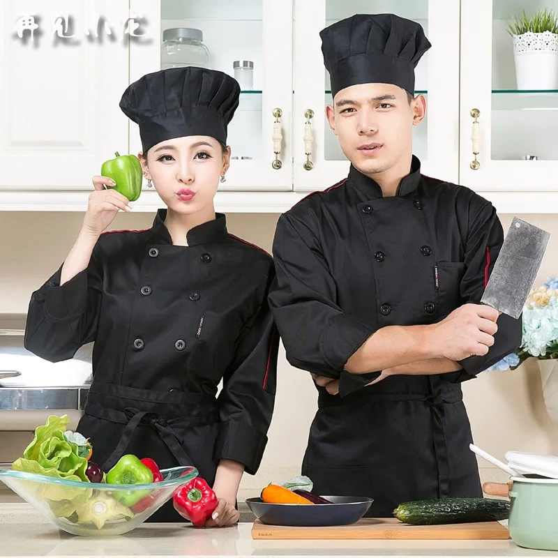 Мужской костюм повара для взрослых Униформа с длинным рукавом Мужская кухонная