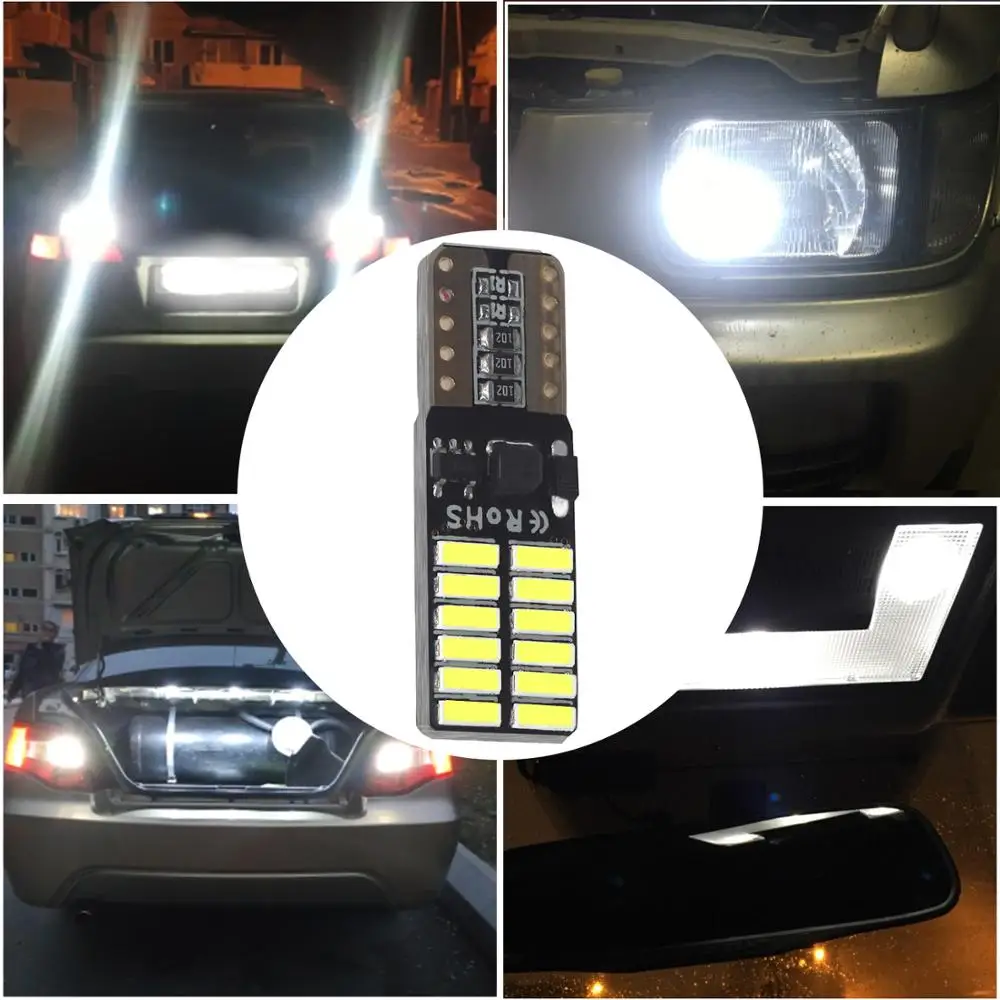 Светодиодные лампы 2x T10 W5W Canbus 12 В 24SMD белый светильник для чтения салона