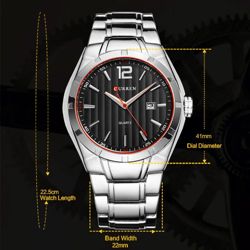 Часы наручные CURREN Мужские Водонепроницаемые брендовые Роскошные спортивные с