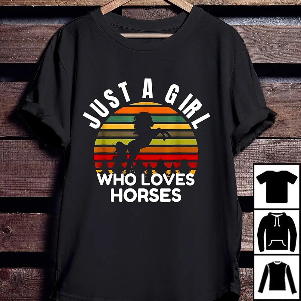

Just A Girls Who Loves Horses Sunset T-Shirt New Brand-Clothing Hip-Hop Simple Splicing Tee Tops Shirt 3D Printed T-Shirts
