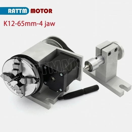 K12-65mm 4 jaw ЕС K11-65mm 3 кулачковый патрон 65 мм 4-я ось и задняя часть ЧПУ делительная головка/ось вращения для фрезерного станка с ЧПУ деревообрабатывающий гравировальный станок - Цвет: K12-65mm 4 jaw