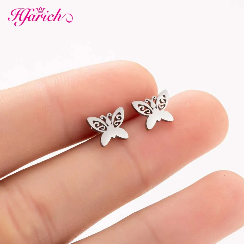 butterfly 176 Hfarich панк серьги из нержавеющей стали для женщин и детей мульти Дракон Карта мира Череп серьги-гвоздики модные ювелирные аксессуары бижутерия - Окраска металла: butterfly 176