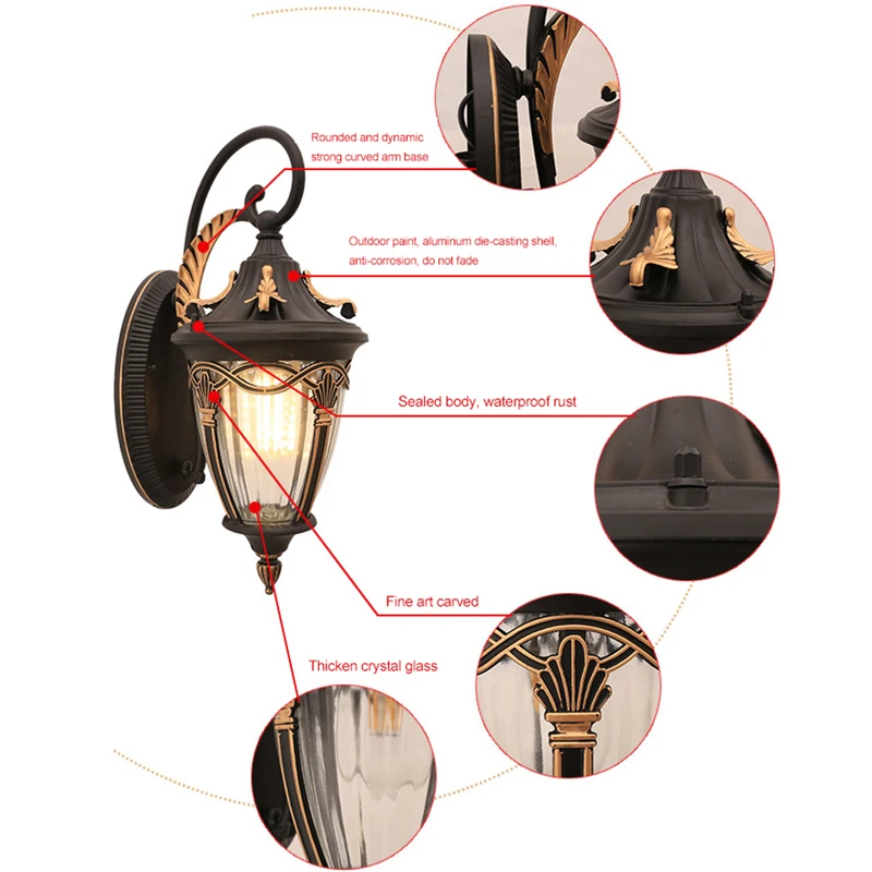 MLZAOSN Цветочная корзина старый Медь бра Европейский открытый сад светодиодный