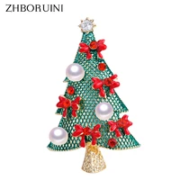 zhboruini 2019 natural pearl brooch christmas tree pearl breastpin freshwater pearl jewelry for women christmas gift accessories